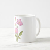 Waterverf handgeschilderde roze bloemen koffiemok (Voorkant rechts)