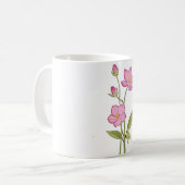 Waterverf handgeschilderde roze bloemen koffiemok (Voorkant links)