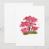 Waterverf handgeschilderde roze bloesemboom kaart (Voorkant / Achterkant)