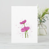 Waterverf Handgeschilderde Roze Kosmos Bloemen Kaart (Staand voorkant)