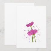 Waterverf Handgeschilderde Roze Kosmos Bloemen Kaart (Voorkant / Achterkant)