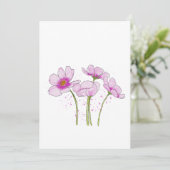 Waterverf Handgeschilderde Roze Kosmos Bloemen Kaart (Staand voorkant)