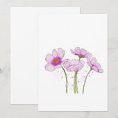Waterverf Handgeschilderde Roze Kosmos Bloemen Kaart (Voorkant / Achterkant)