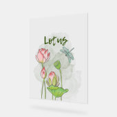 Waterverf Handgeschilderde Roze Lotus Blooming Acryl Bord (Hoek)