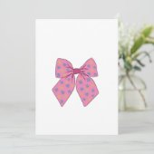 Waterverf handgeschilderde Schattigee roze strik Kaart (Staand voorkant)