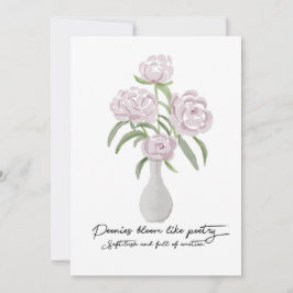 Waterverf handgeschilderde sierpioenen kaart