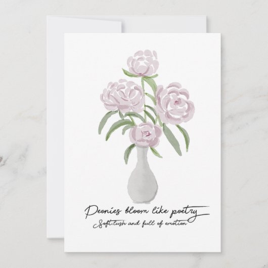 Waterverf handgeschilderde sierpioenen kaart (Voorkant)