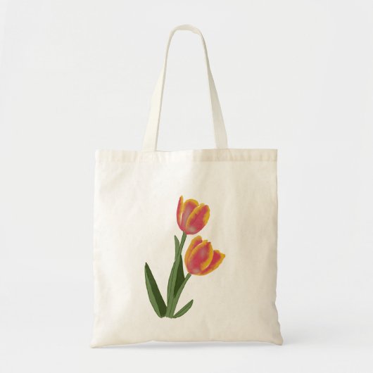 Waterverf Handgeschilderde Tulpenbloemen Tote Bag (Voorkant)