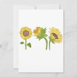 Waterverf Handgeschilderde Zonnebloem Bloeien Kaart