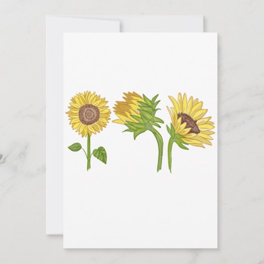 Waterverf Handgeschilderde Zonnebloem Bloeien Kaart (Voorkant)