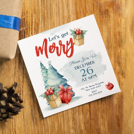 Waterverf handgetekend Laten we vrolijk kerstfeest Kaart