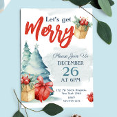 Waterverf handgetekend Laten we vrolijk kerstfeest Uitnodiging Briefkaart