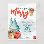 Waterverf handgetekend Laten we vrolijk kerstfeest Uitnodiging Briefkaart (Voorkant)
