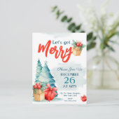 Waterverf handgetekend Laten we vrolijk kerstfeest Uitnodiging Briefkaart (Staand voorkant)