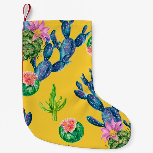Waterverf handgetekende afbeelding met cactus en kleine kerstsok (Voorkant)