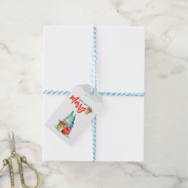 Waterverf Handgetekende Laten we Kerstmis vieren Cadeaulabel