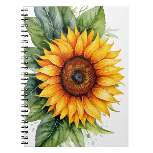 waterverf handgetekende zonnebloem Spiral Notitieb Notitieboek (Voorkant)