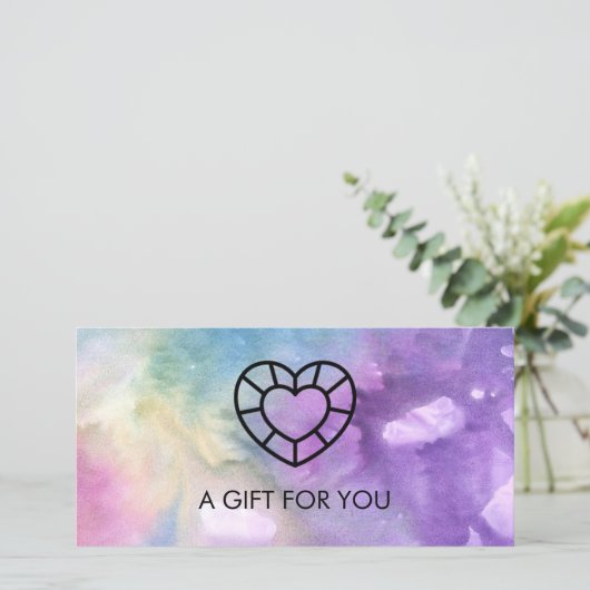 Waterverf Handmade Business Gem Heart Voucher (Staand voorkant)