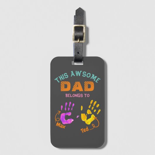 Waterverf Handprint vader pappa Son Gift Bagagelabel (Voorkant (verticaal))