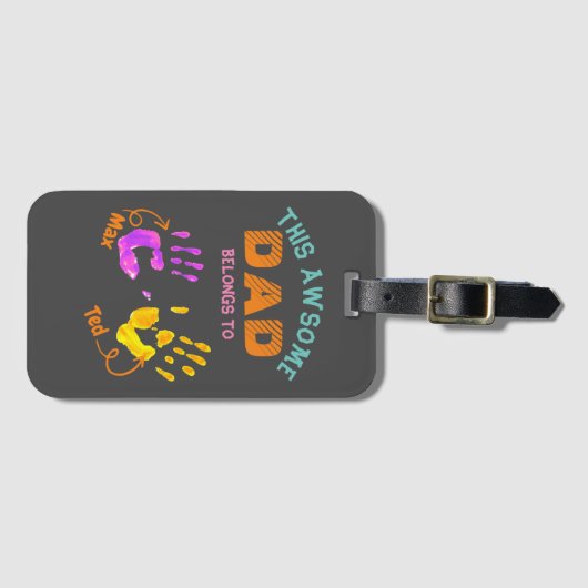 Waterverf Handprint vader pappa Son Gift Bagagelabel (Voorkant (horizontaal))