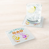 Waterverf Handprint vader pappa Son Gift Glazen Onderzetter (Schuin)