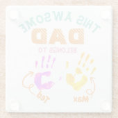 Waterverf Handprint vader pappa Son Gift Glazen Onderzetter (Achterkant)