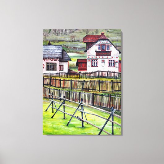 Waterverf Handschilderd Transsylvanië, Roemenië Canvas Afdruk (Voorkant)