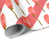 Waterverf handschilderde rode papaver cadeaupapier (Rol Hoek)