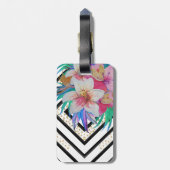 Waterverf handschilderen tropische bloemen bagagelabel (Achterkant verticaal)