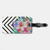 Waterverf handschilderen tropische bloemen bagagelabel (Achterkant horizontaal)