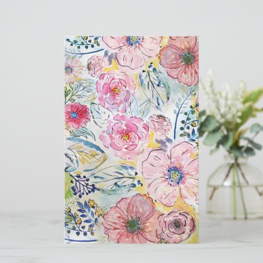 Waterverf handschilfering briefpapier (Staand voorkant)