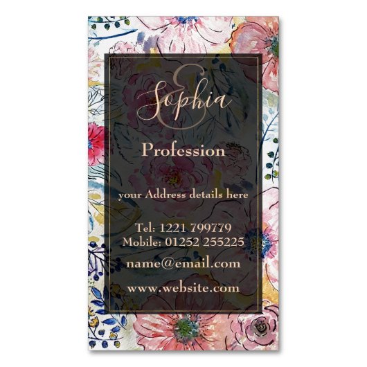 Waterverf handschilfering magnetisch visitekaartje (Voorkant Verticaal)