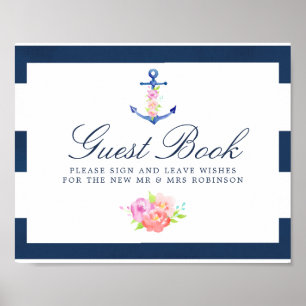 Waterverf handschrift handboek finautical Wedding Poster
