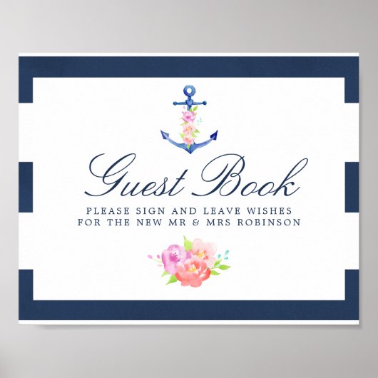 Waterverf handschrift handboek finautical Wedding Poster (Voorkant)