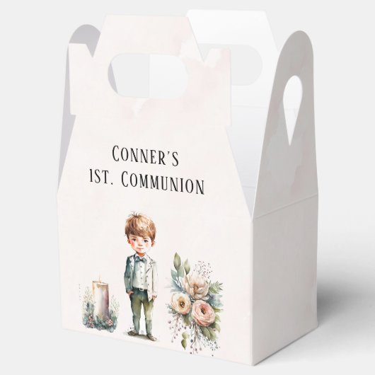 Waterverf Handsome Boy 1st. Communie Bedankdoosjes (Geopend)