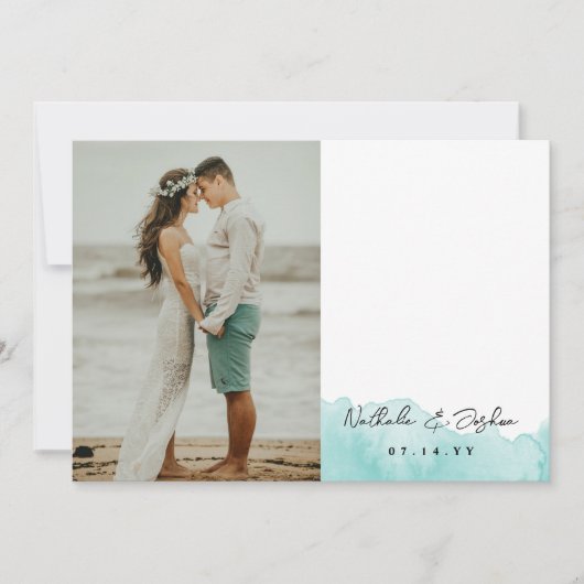 Waterverf handtekening bruiloft foto bedankkaart (Voorkant)