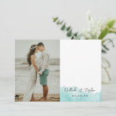 Waterverf handtekening bruiloft foto bedankkaart (Staand voorkant)