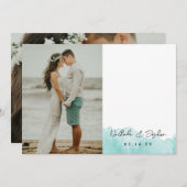 Waterverf handtekening bruiloft foto bedankkaart (Voorkant / Achterkant)