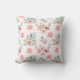 Waterverf Handtekening Exotische cacti set met blo Kussen