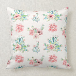 Waterverf Handtekening Exotische cacti set met blo Kussen