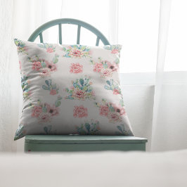 Waterverf Handtekening Exotische cacti set met blo Kussen