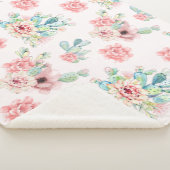 Waterverf Handtekening Exotische cacti set met blo Sherpa Deken (3/4)