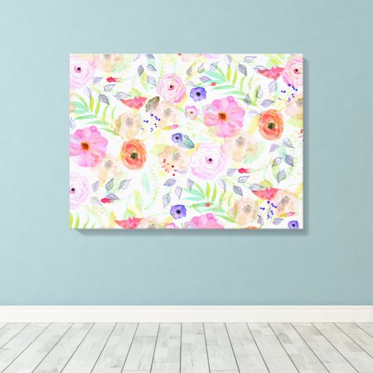 waterverf handverf abstracte florale canvas afdruk (Insitu (Houten vloer))