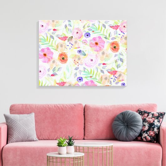  waterverf handverf abstracte florale canvas afdruk (Insitu (Woonkamer))