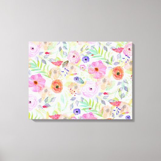  waterverf handverf abstracte florale canvas afdruk (Voorkant)