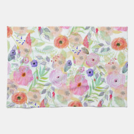  waterverf handverf abstracte florale theedoek