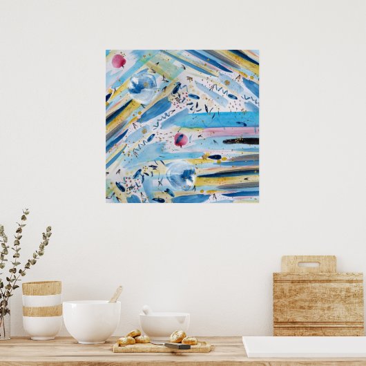 Waterverf handverf abstracte kunst poster (Keuken)