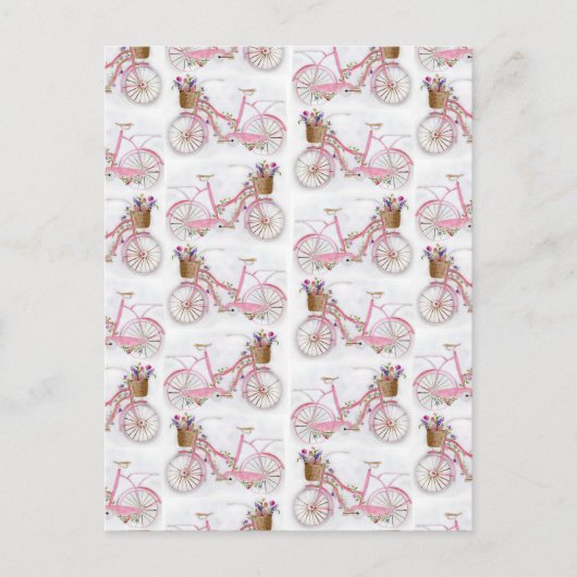  waterverf handverf  fiets briefkaart (Voorkant)