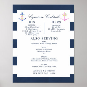 Waterverf handvuurvaste handtekeningen Cocktails Poster