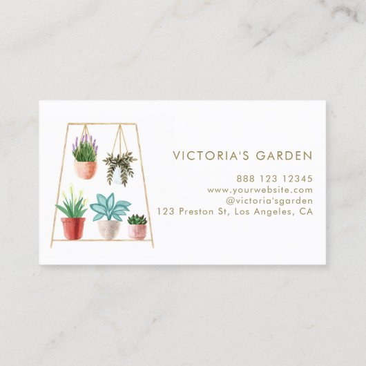 Waterverf Hangen Potlood Houseplant Nursery Visitekaartje (Achterkant)